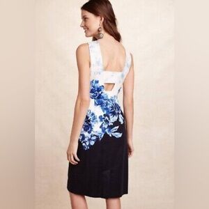 Anthropologie Maeve Vanda Floral Blue Motif Pencil Dress, Size 2